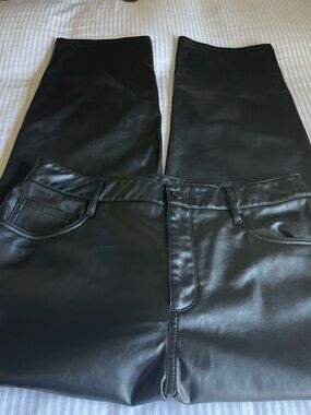 Nine West Black Faux Leather pants
